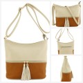 AM3016C-TAUPE/KHAKI BUCKET VEGAN LEATHER CROSSBODY BAG